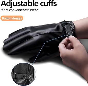 Leather Gloves For Men,Winter Warm Touch Screen Motor Gloves,Soft Cashmere Lining-Christmas, Valentine's Day present