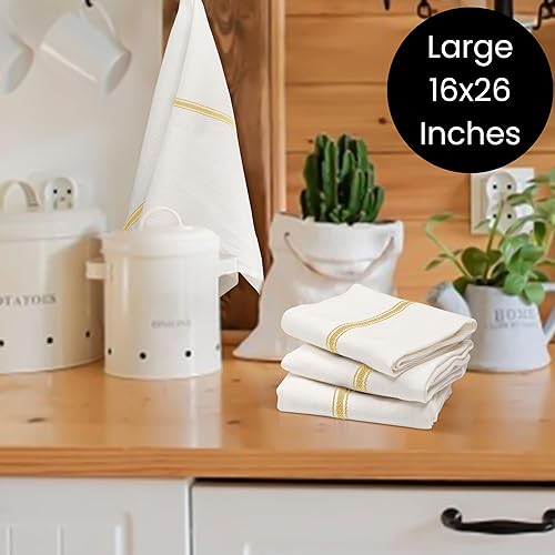 Miniatura 4 de COTTONIVA Toallas de cocina prémium de 16 x 26 pulgadas, 100% algodón hilado en anillo, súper absorbentes, suaves, duraderos, reutilizables, color