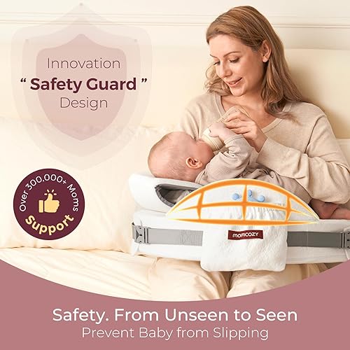 Miniatura 5 de Momcozy CozyPro - Almohada de lactancia – Soporte lumbar y brazo – Protector de seguridad, espuma viscoelástica firme y elástica, soporte Blanco