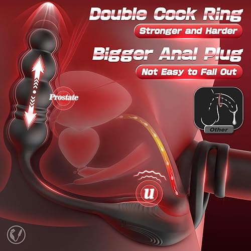 Miniatura 9 de Anillo vibratorio para el pene masajeador de próstata, 4 en 1, juguetes sexuales masculinos para hombres, anillo para el pene con control remoto, 7