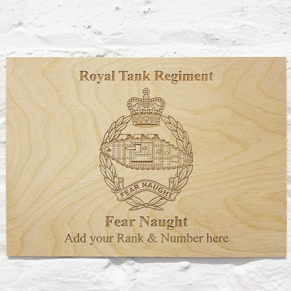 Royal Tank Regiment Personalised Add Name Custom Wooden wall sign Plaques 21x15cm (8.2"x5.9")