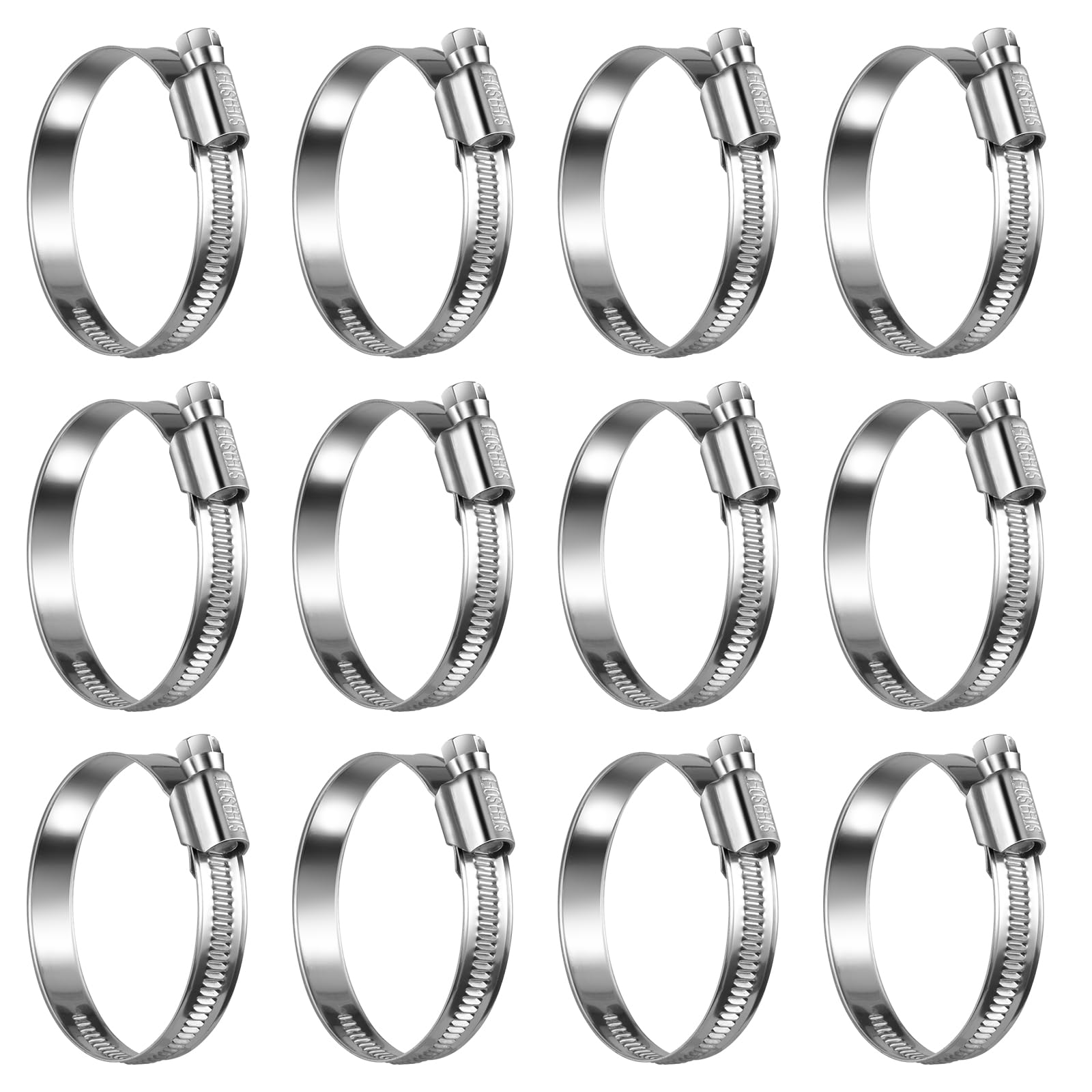 Non-Slip Stainless Steel Worm Gear Hose Clamps 1-5/8 to 2-3/8"(40-60mm)
