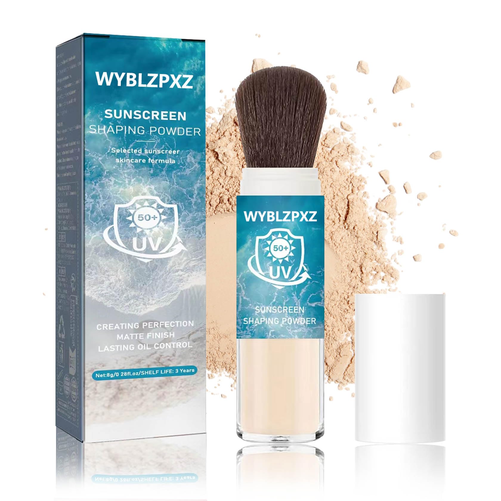 Mineral Facial Powder Sunscreen,SPF50+ PA++++ Loose Setting Sunscreen Powder for Face,Lasting Oil Control Lightweight Brush on Sunscreen for All Skin Types,Matte Concealer Face Setting Powder Makeup