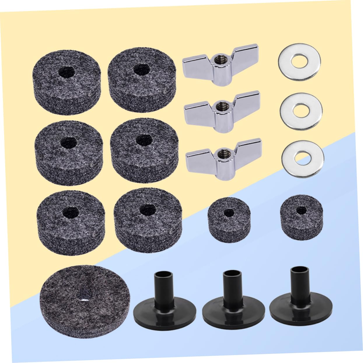 OFFSCH Drum Cymbal Felt Pad Set 18 Pieces Grey Cymbal Felts and Washers for Hi-hat Protection