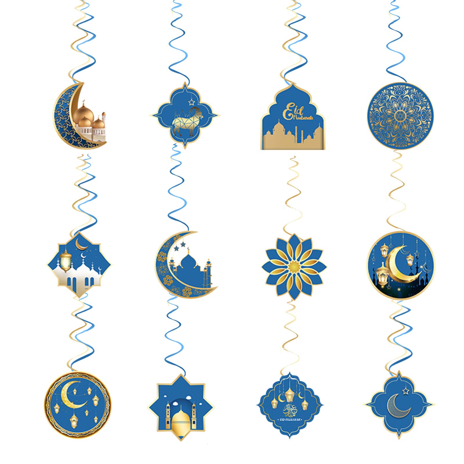 Of 12 Castles Eid Festival Spirals Decorations Decorative Pendant Accessories for Parties Indoor Decoration Mosque Decoration