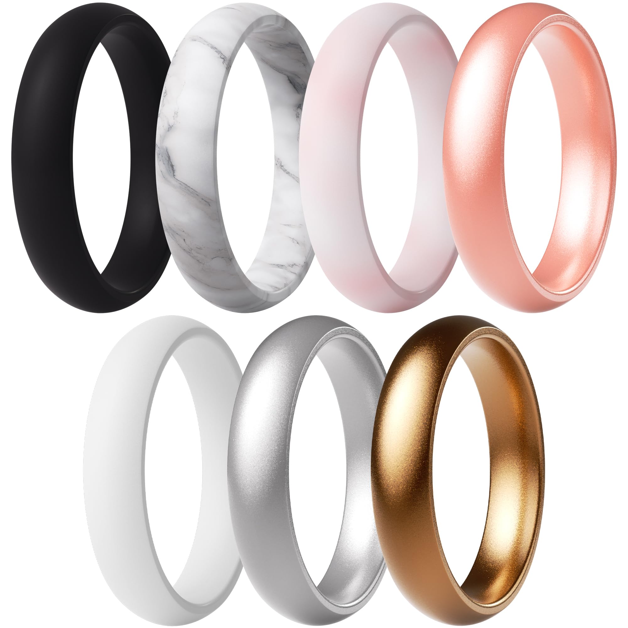ThunderFit Silicone Anniversary Rings for Women, 5.5mm Wide, 2mm Thick, Wedding Rubber Bands, Variety Multipack 1-12