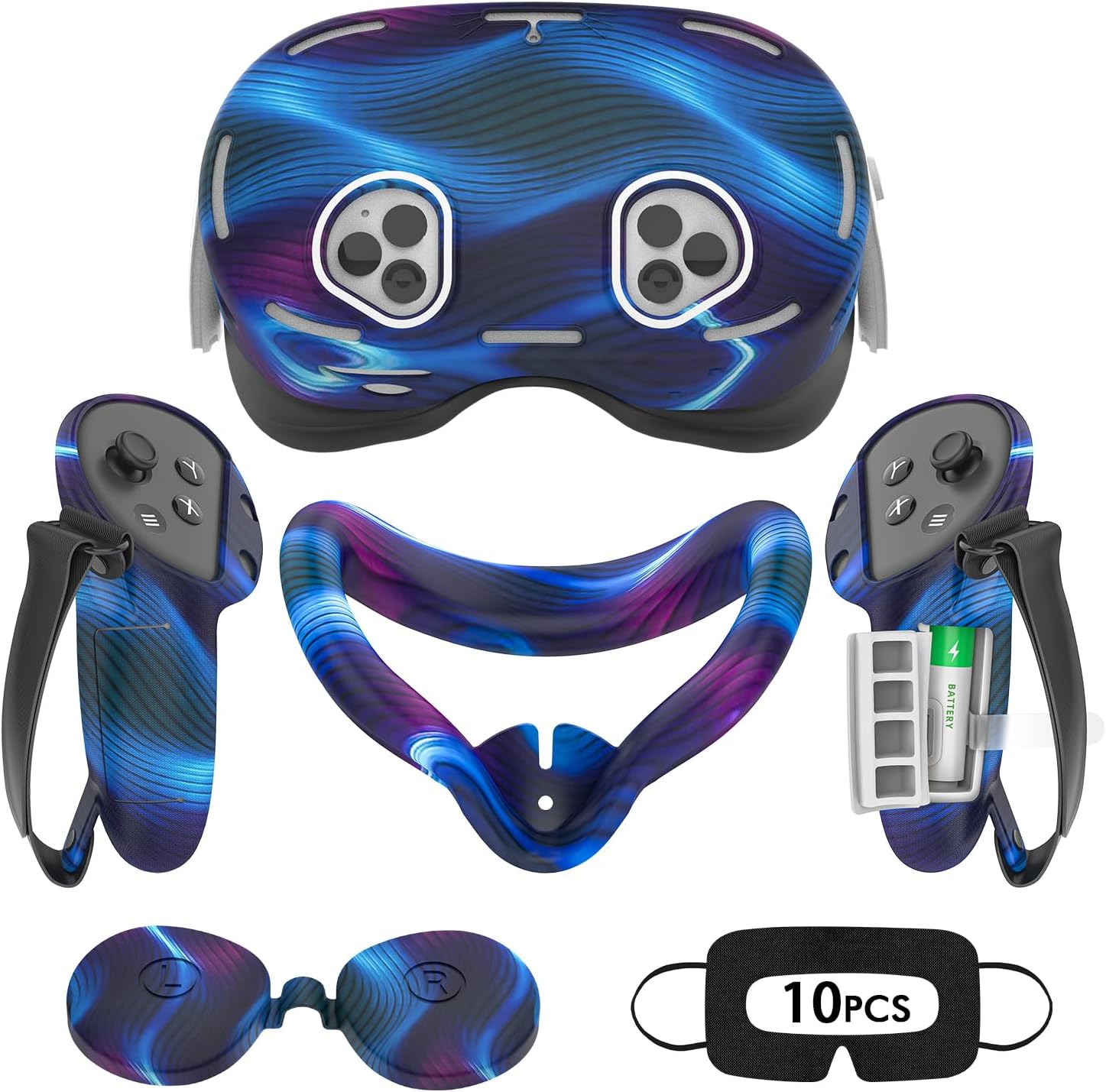 Silicone VR cover set for Oculus/Meta Quest 3S, protective shell & grip