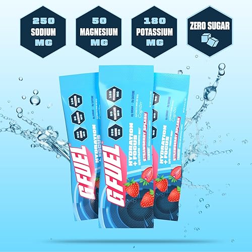 Miniatura 4 de G Fuel Polvo de electrolitos para hidratación y concentración instantáneas  Sin azúcar, sabor a fresa, electrolitos y mezcla de bebidas nootrópicas
