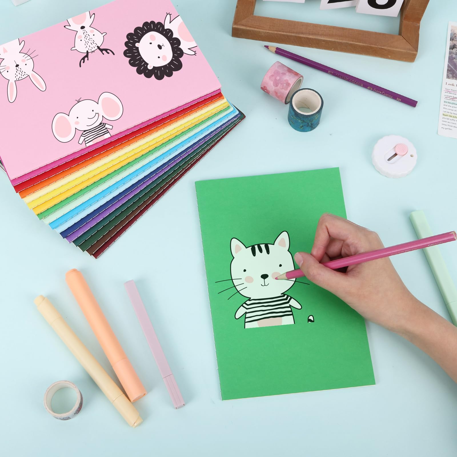 LABUK 48 cuadernos A5 a granel, 14 x 21 cm, diarios a granel, diarios rayados para escribir, oficina, escuela, 60 páginas, 18 colores