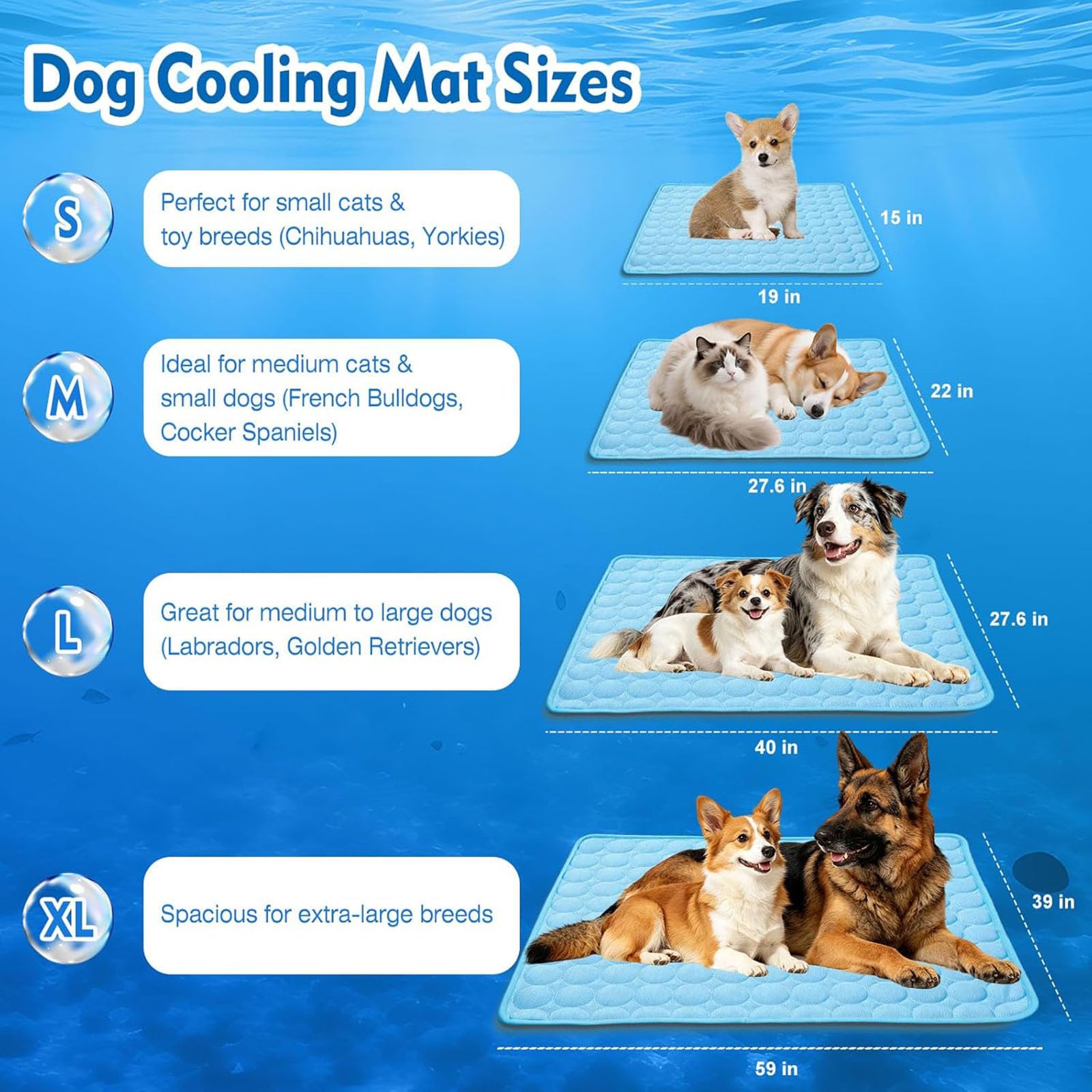 Alfombrilla de refrigeración para mascotas, lavable, transpirable, para perros y gatos, ideal para comodidad en interiores durante el calor del verano