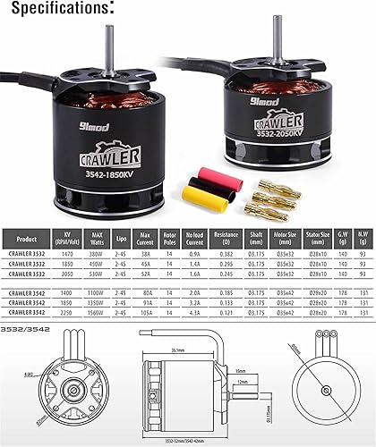 Miniatura 7 de 9imod 3542 1400KV Crawler Outrunner Motor sin escobillas 110 112 para RC Crawler Car Axial SCX10 Traxxas TRX-4 TRX-6 Tamiya