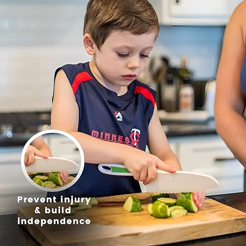 Miniatura 2 de Safeslice - Juego de cocina seguro para niños, herramientas de cocina Montessori para niños pequeños, juegos de cuchillos seguros para niños