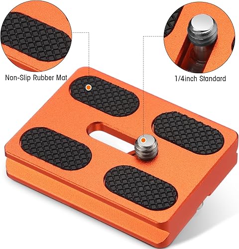 Vista 24 de Frienda 2 piezas de placa de liberación rápida de metal con tornillo de cámara de 1/4 a 20 placa de montaje de trípode se adapta estándar para Negro