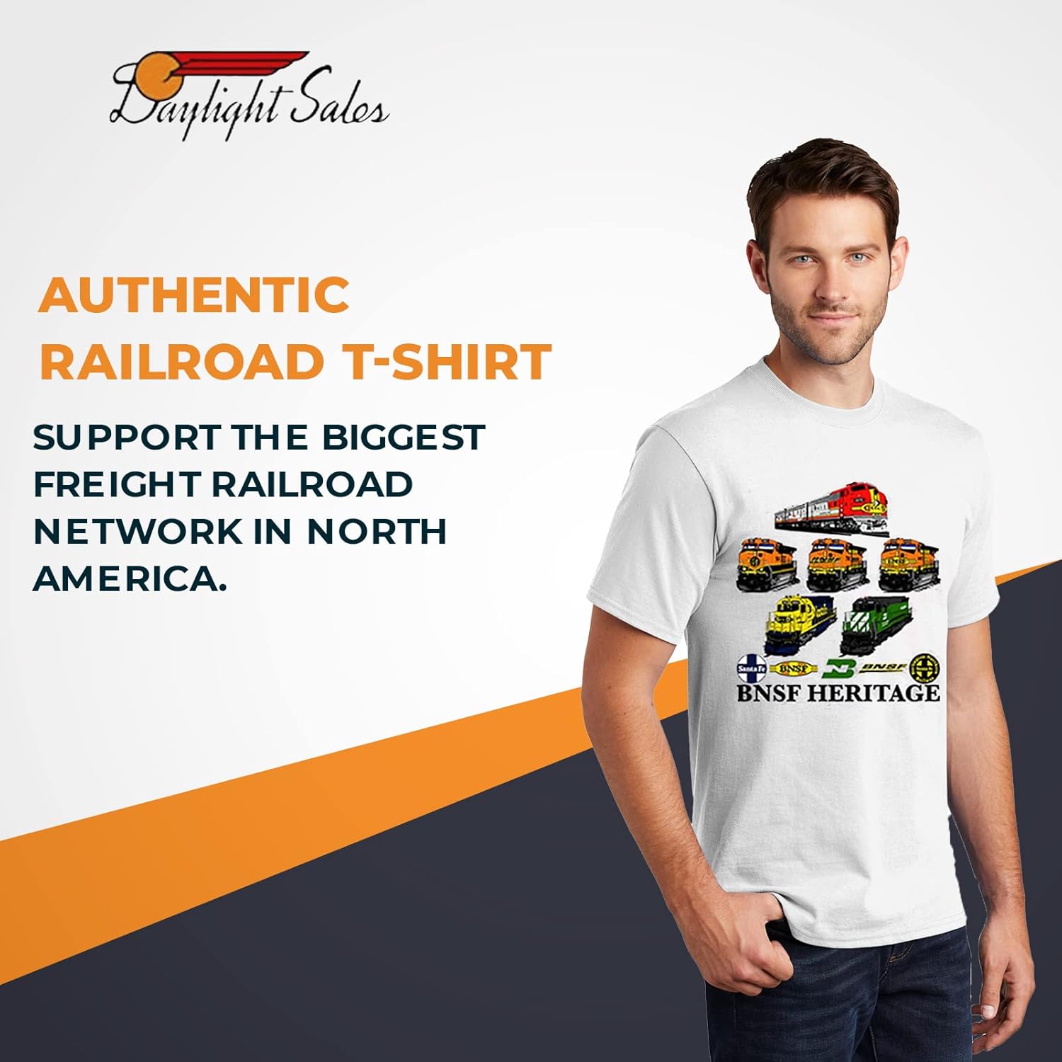 Daylight Sales BNSF Heritage Authentic Railroad T-Shirt Tee Shirt [14] - Image 4