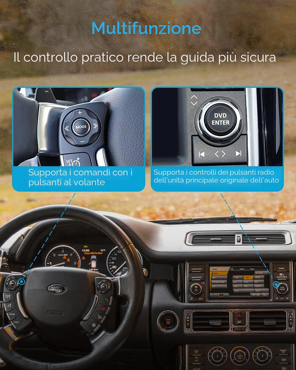 Adattatore Bluetooth per auto con cavo iPod - Adattatore audio Senza-fili premium per Land Rover, Range Rover e Jaguar - Bluetooth 5.0 con suono HD