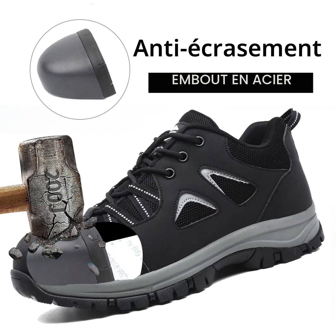 ISOOUS Chaussure de Securité Homme Femmes Légèr Chaussures de Travail Embout Acier Protection Baskets de Sécurité Respirante