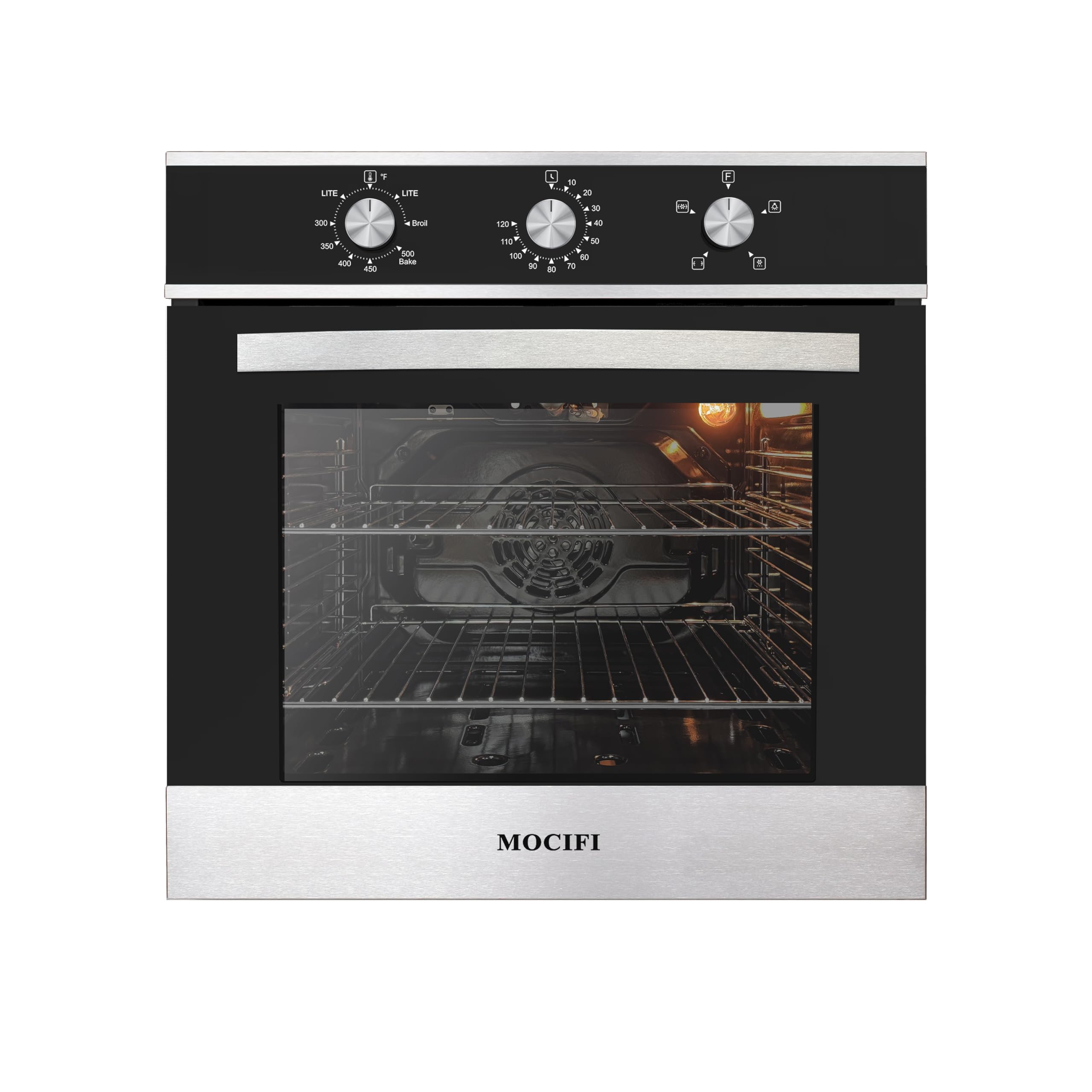 24-Inch Gas Wall Oven, 2.3 Cu.Ft. Single Built-In Oven, Natural Gas, Bake Broil Rotisserie, Mechanical Controls, Convection Fan, Built-in Timer, Stainless Steel