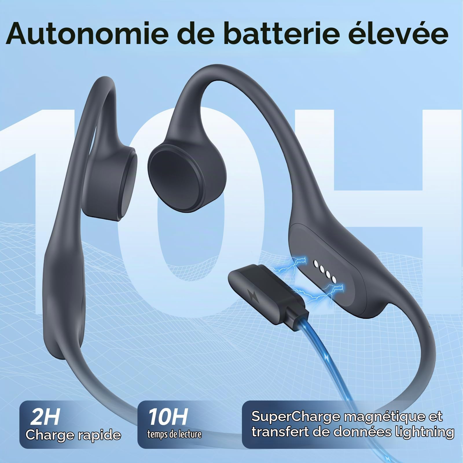 Casque Conduction Osseuse Natation, IP68 Ecouteur Piscine Bluetooth 32 Go