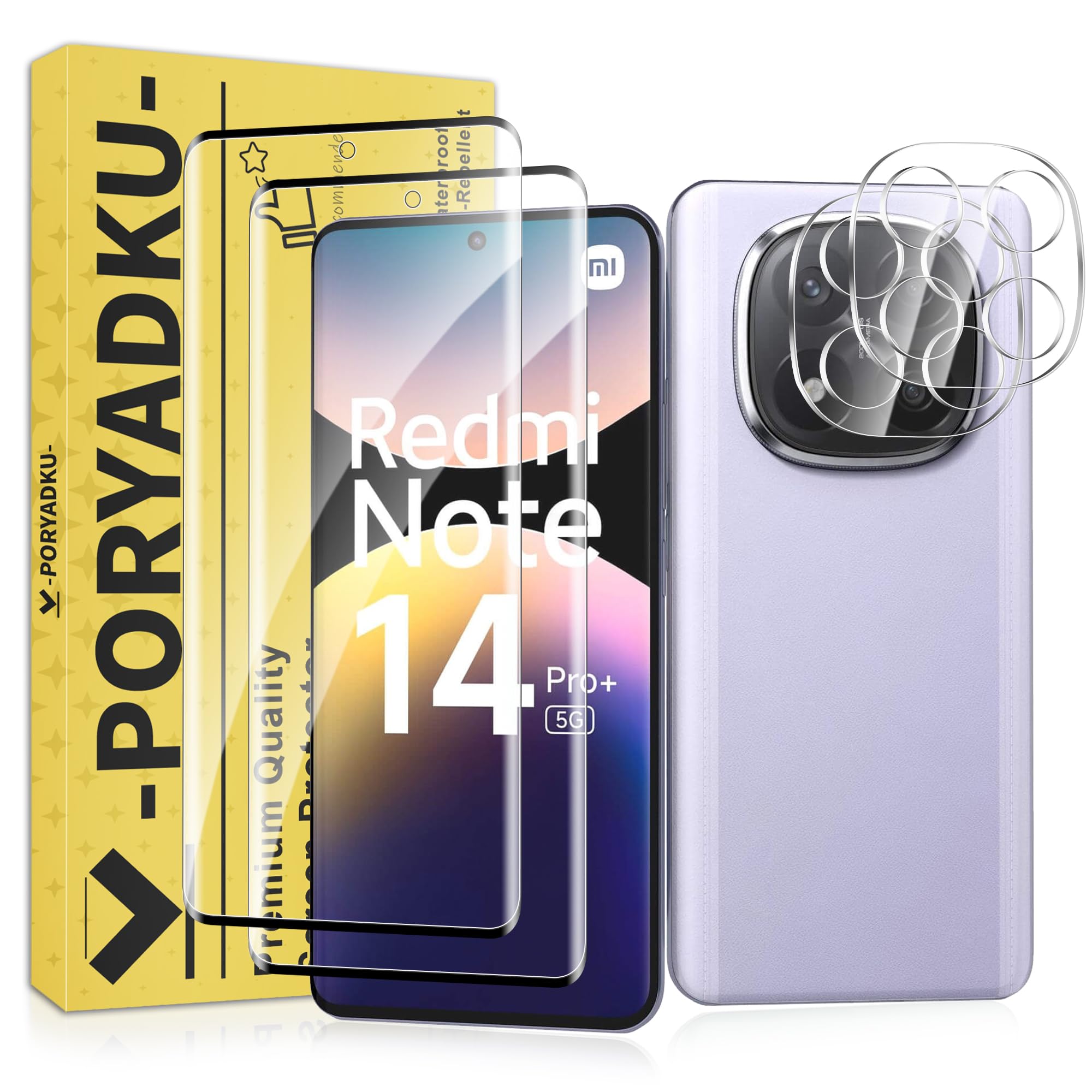 2 Pièce Verre Trempé pour Xiaomi Redmi Note 14 Pro Plus / 14 Pro+ 5G, 2 Pièce Caméra Protection, Déverrouillage d'empreintes digitales, 9H Dureté, Ultra HD, Protection pour Redmi Note 14 Pro Plus 5G