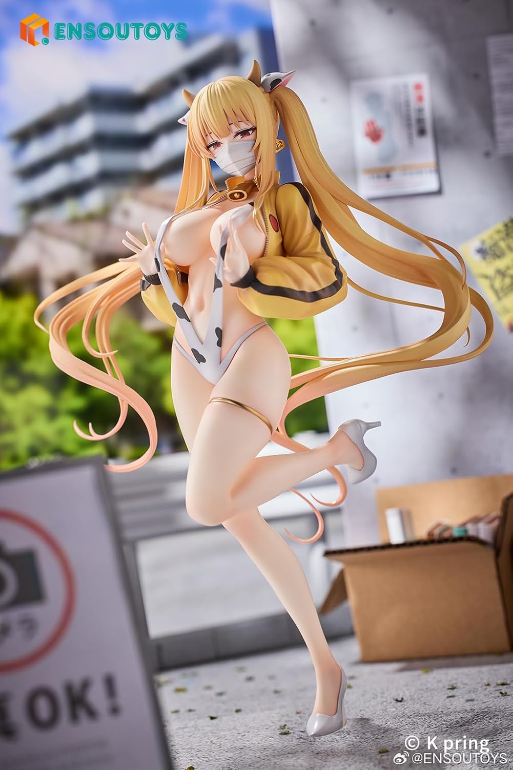 Anime Figures 9.65in 1/7 Scale Anime Girl Figure with Cow Bikini Set, Girl Cute Figures Model Collection Model, Anime Fans Desktop Decoration Gift for Adult