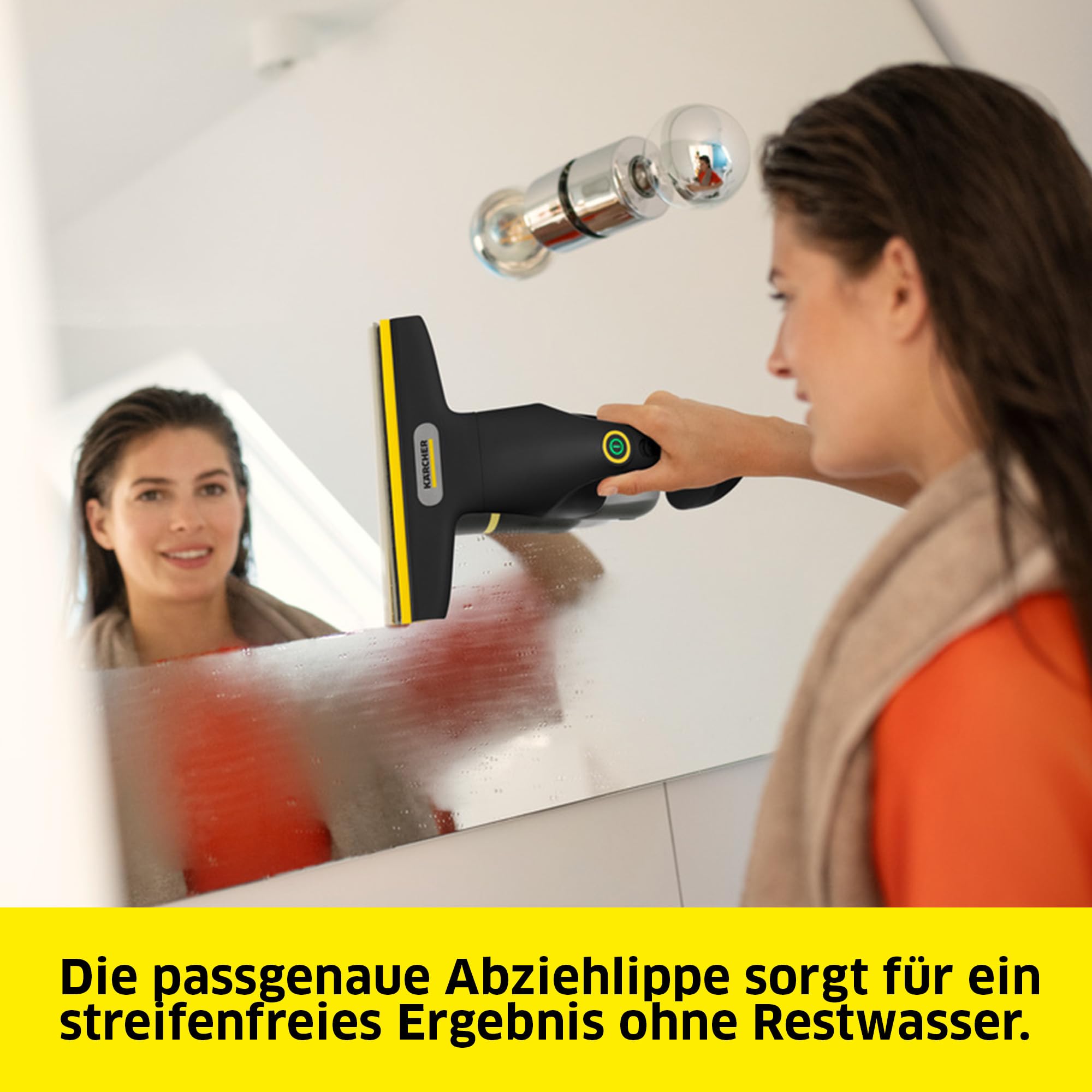 Kärcher Akku-Fenstersauger WV Compact Care Extra+ Black 360°-Einsatz 100ml Tank Inkl. Sprühflasche Mikrofaser-Wischbezug Fensterreiniger 500ml