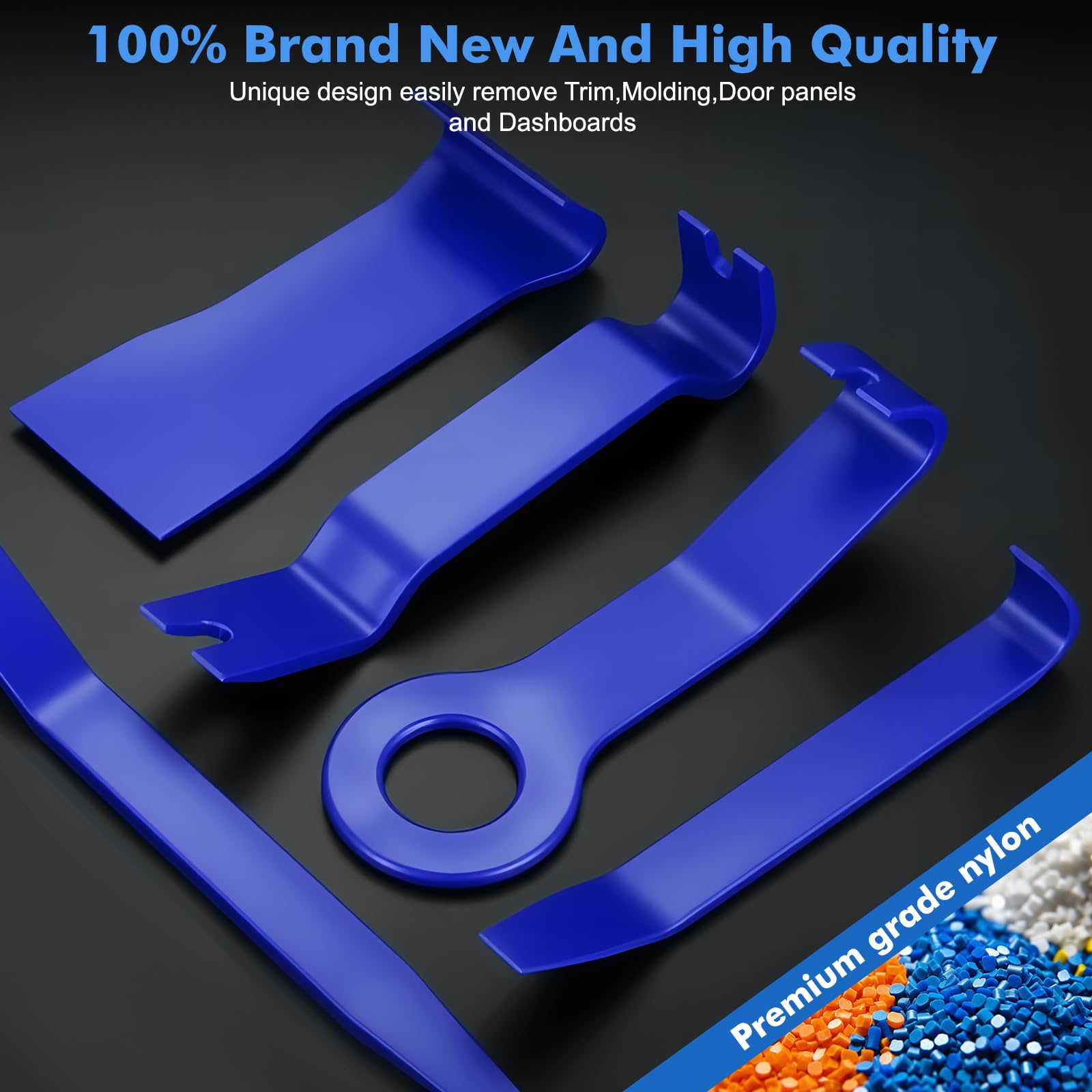 KAOLALI 330 Pezzi Kit Smontaggio Pannelli Auto, Kit Leve Plastica Smontaggio, Nylon Strumento di Rimozione Auto, Kit di Smontaggio per Riparazioni Auto per Auto Porta, Pannello, Radio, Blu