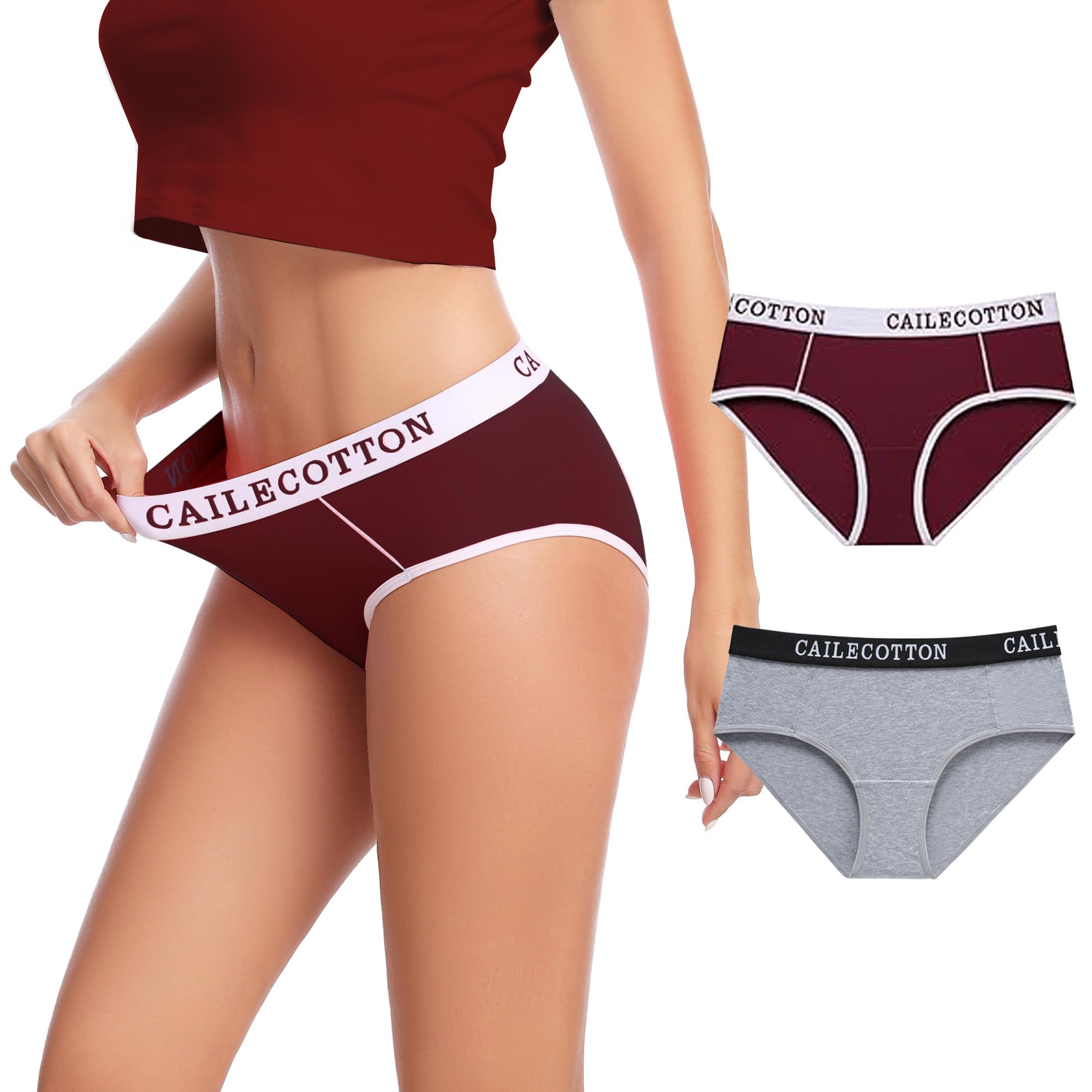 Cotton Underwear for Women Cheeky Bikini Womens Underwear Pack Sexy Lace Wasit Hipster Brief Panties for Ladies Red
