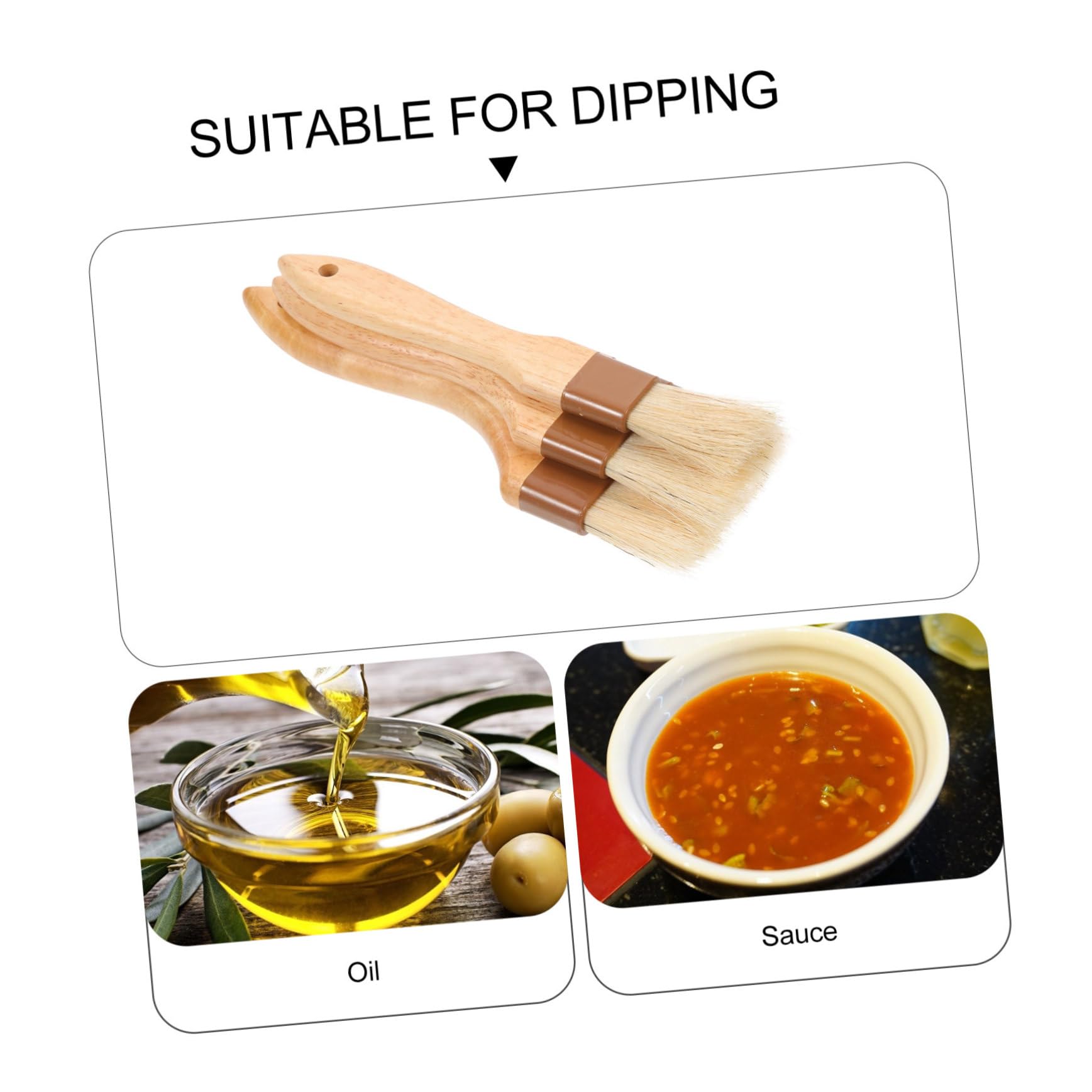 3 pezzi Pennelli Olio per Cucina e Barbecue Setole Naturali con Manico Ergonomico Legno Resistente Ad Alte Temperature per Grigliate e Cottura Indoor e Outdoor