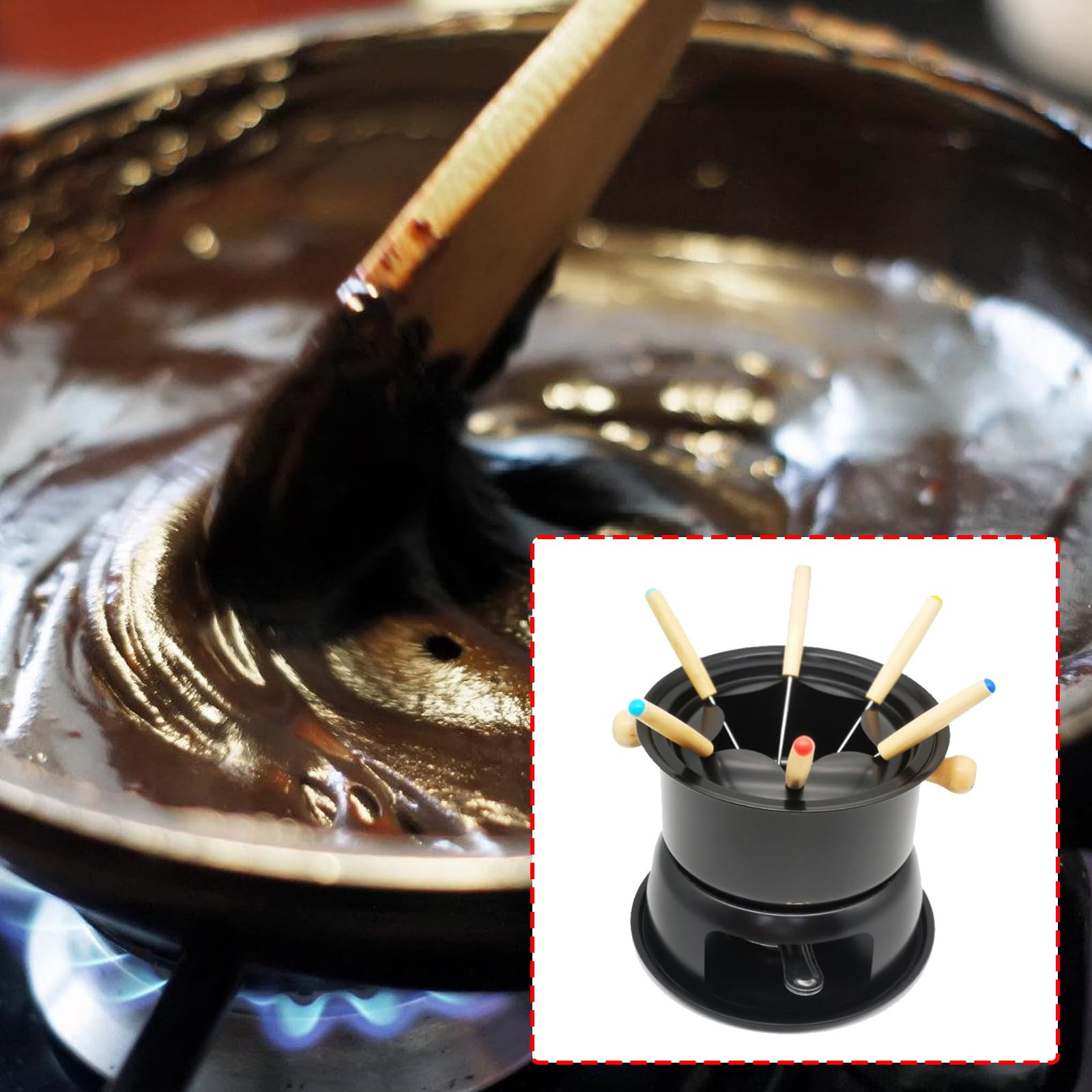 Tazza per sciogliere Cioccolato in Acciaio Carbonio Resistente Calore per la Preparazione Dessert Fonduta capacità con Tazza per sciogliere Cioccolato con distribuzione del