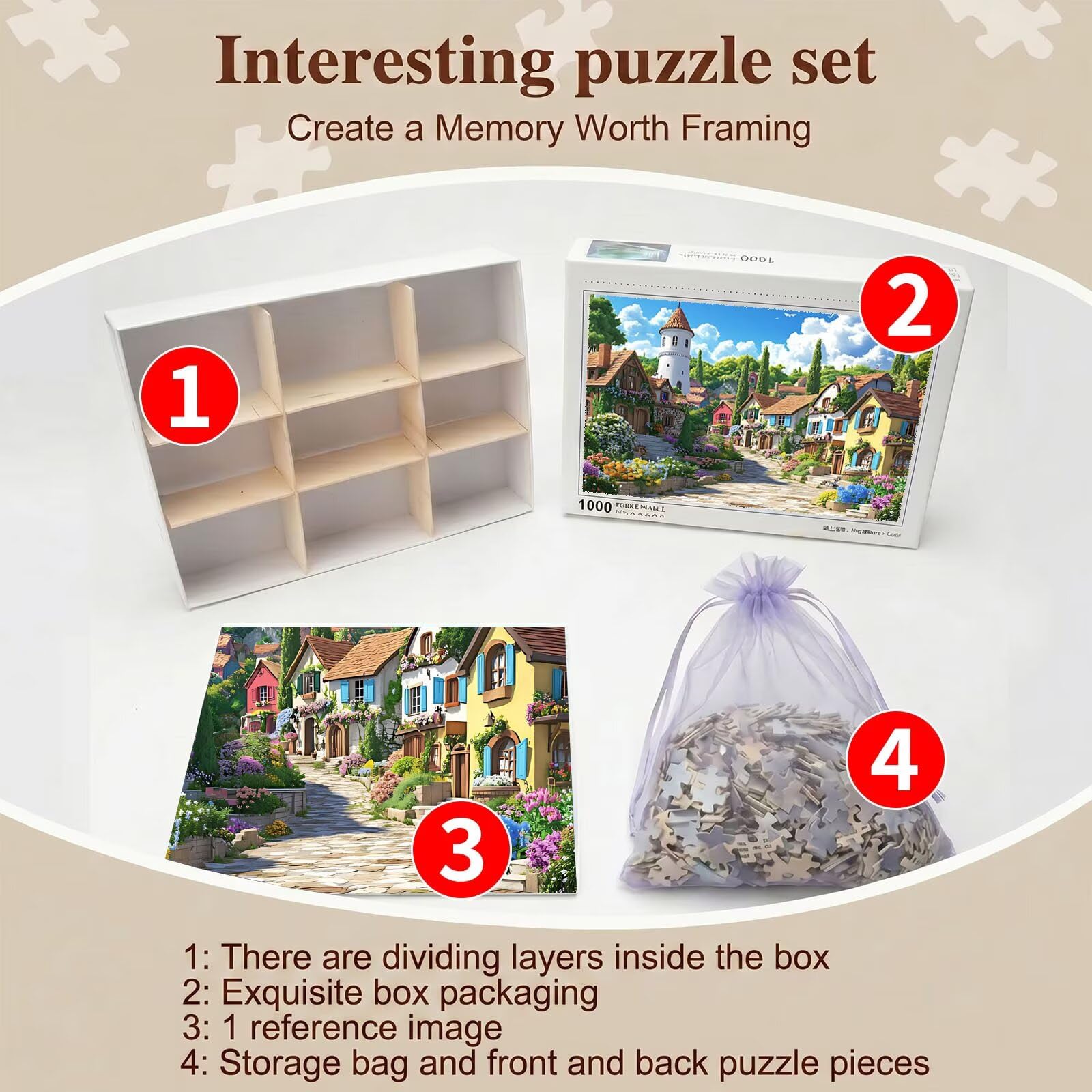 Puzzle 4000 Pezzi Classici, Puzzle Cartone animato villaggio 141 x 87 cm, Gioco Educativo e Antistress in Legno con Poster Incluso, Ttività Famiglia, Regalo per Appassionati, Decor Parete, f0-534
