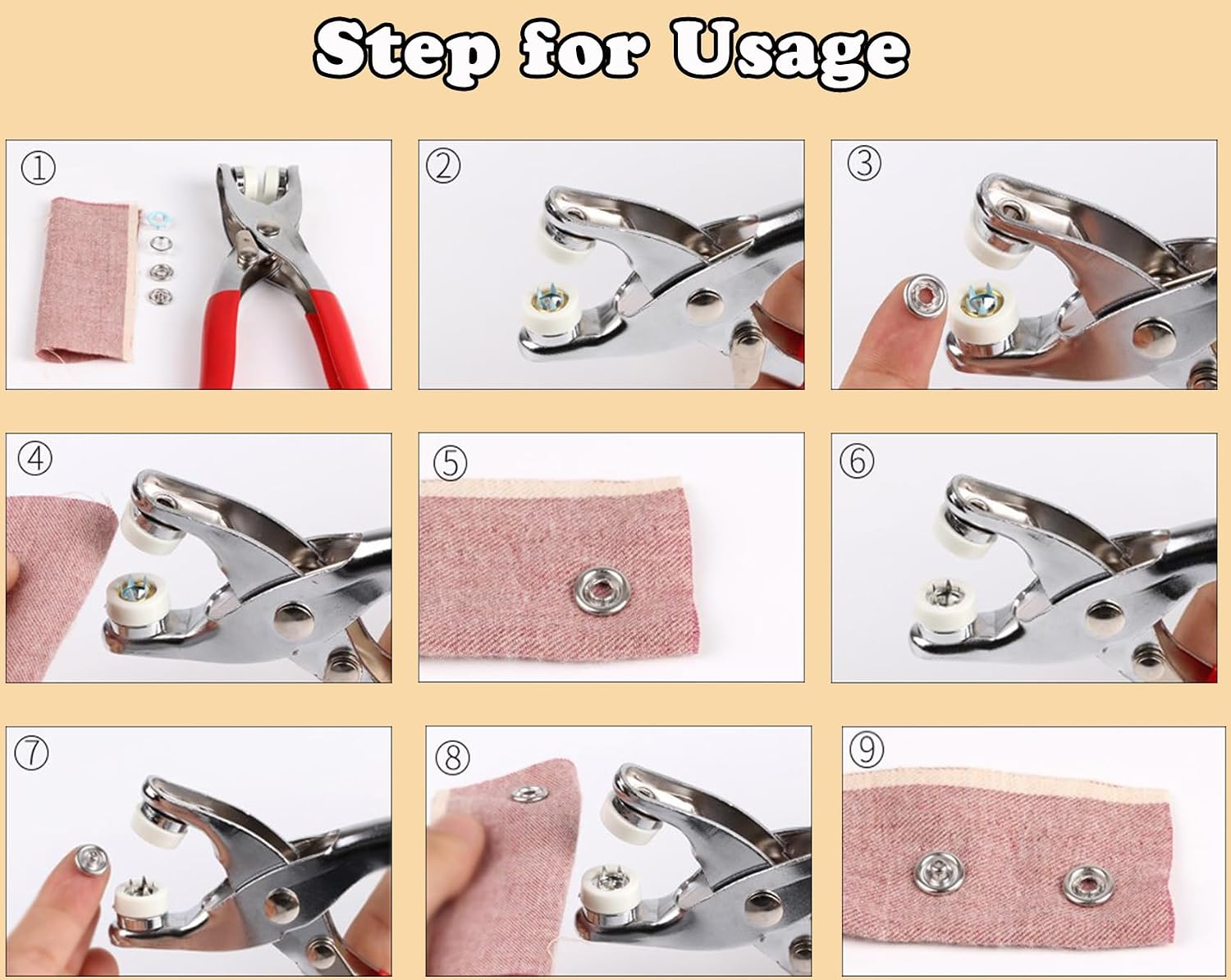 Metal Snaps Buttons with Fastener Pliers Press Tool Kit, Prong Ring Snap thumbnail