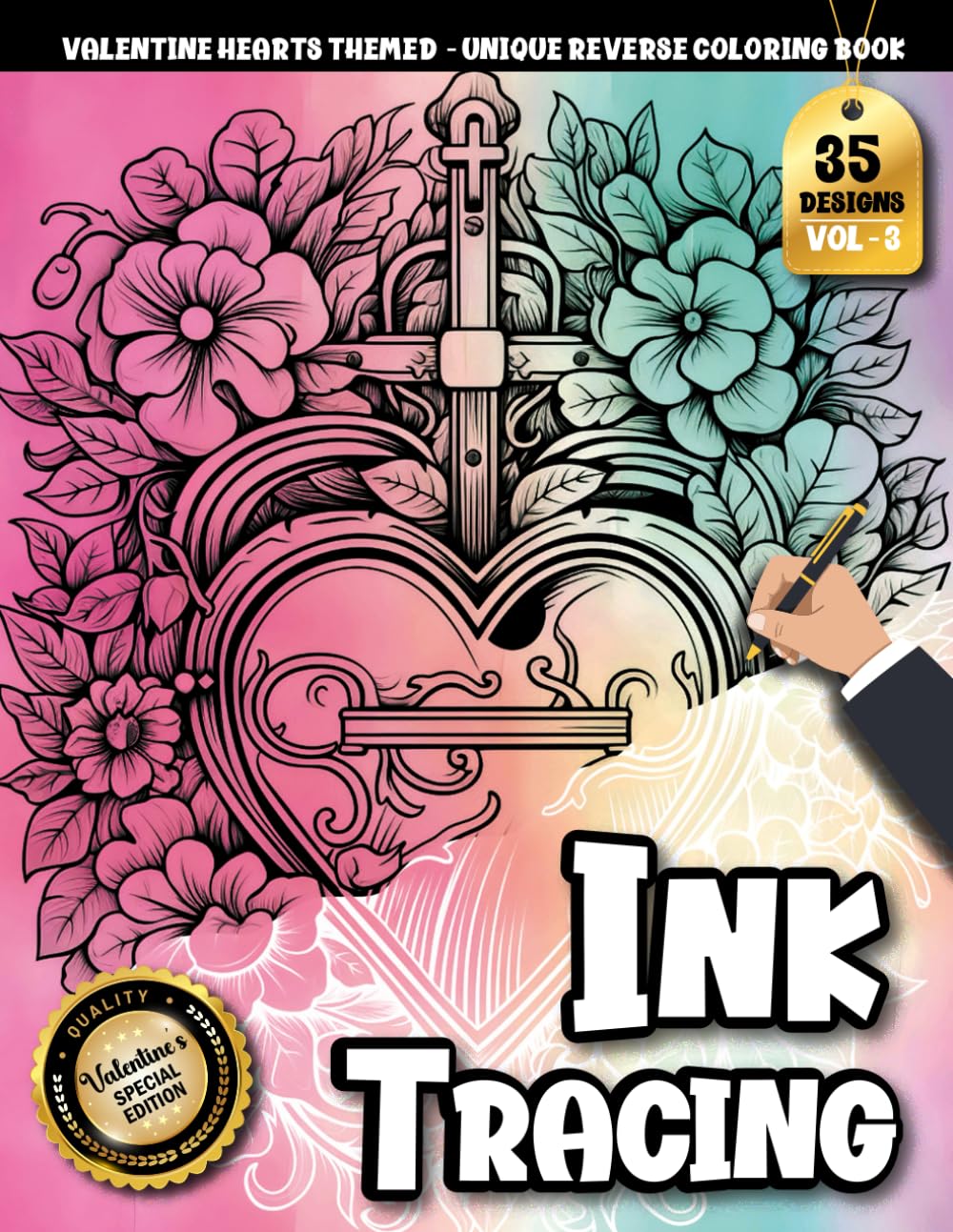 Ink Tracing Book For Adults: A Heart-Themed Reverse Coloring and Tracing Book for Adults to Relax, Unwind, and Enjoy Beautiful Valentine Line Art (Cozy Valentine Tracing Series)