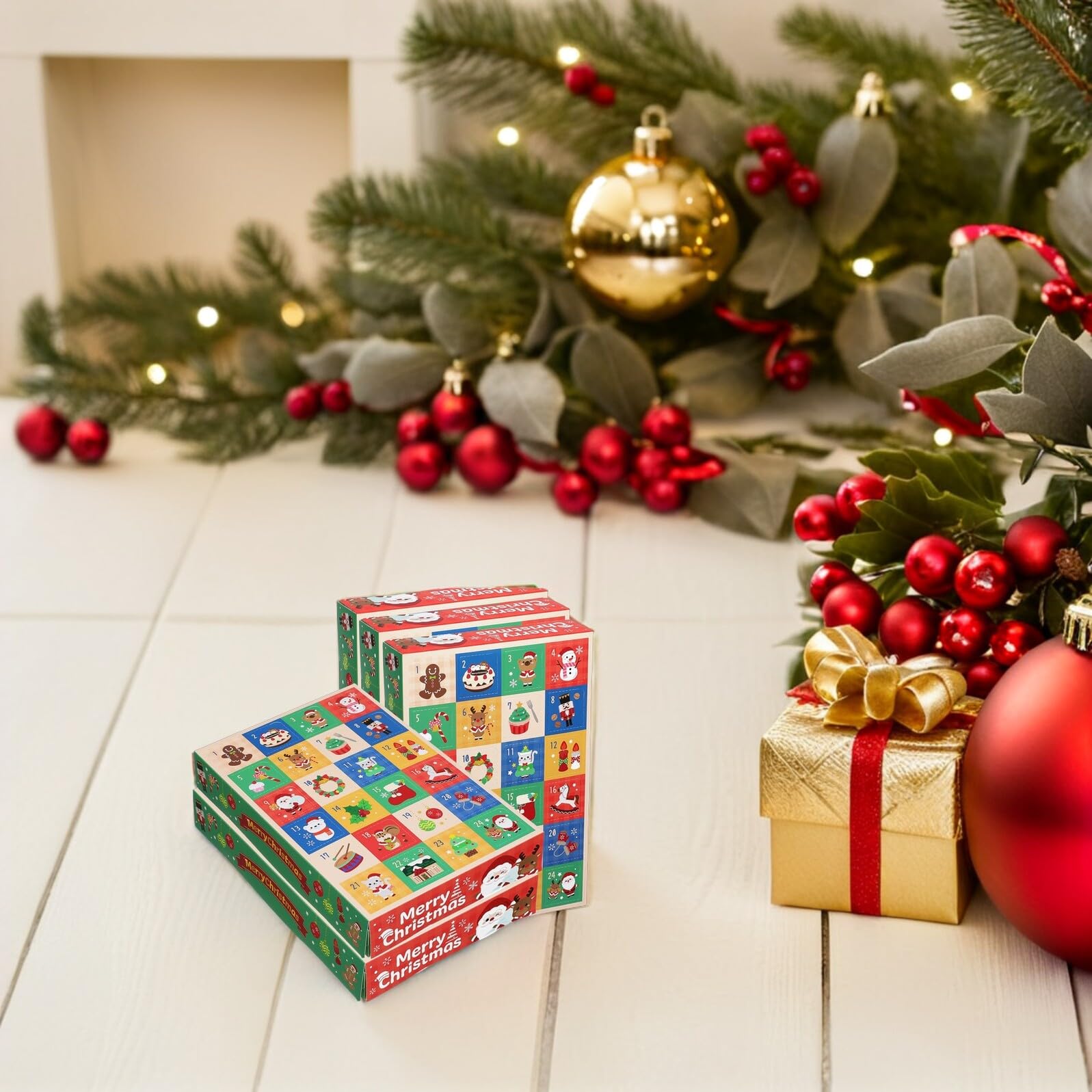VALICLUD 5 Scatole Calendario Avvento Vuote per Natale 24 Scomparti Scatole di Bomboniere Natalizie Natalizi in Carta Forniture per Feste di Natale e Confezioni Regalo Fai da Te