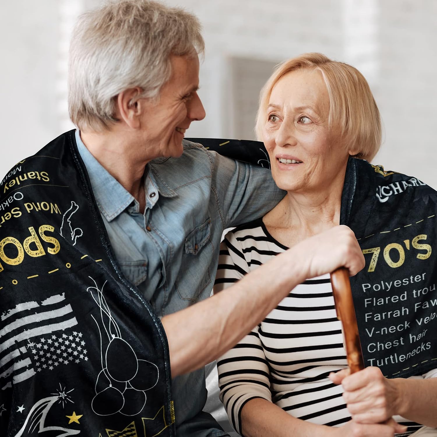 50th Anniversary Wedding Blanket Gifts Gift for 50th Wedding Anniversary Golden 50 Years of Marriage Gifts for Couple Wife Husband Dad Mom Parents Back in 1976 Blanket 60Lx50W - Image 2