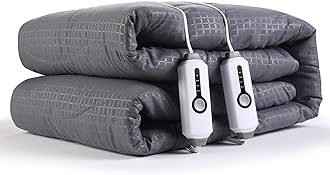 SUNNY HEAT Electric Mattress Pad Queen Size 60''×80'', 4 Heating Levels & 10 Hour Auto Shut Off, Elastic Deep Pocket, Warm and Soft Comfort Fabric, Machine Washable, Grey