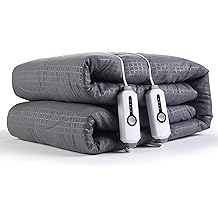 SUNNY HEAT Electric Mattress Pad Queen Size 60''&times;80'', 4 Heating Levels & 10 Hour Auto Shut Off, Elastic Deep Pocket, Warm and Soft Comfort Fabric, Machine Washable, Grey