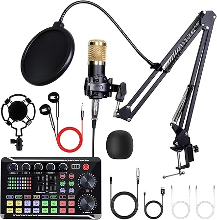 ALSO GO Podcast Equipment Bundle, Music Recording Setup with BM-800 Microphone & F998 Sound Card, Perfect for Podcasting, Singing, Gaming, and Live Streaming YouTube Tiktok