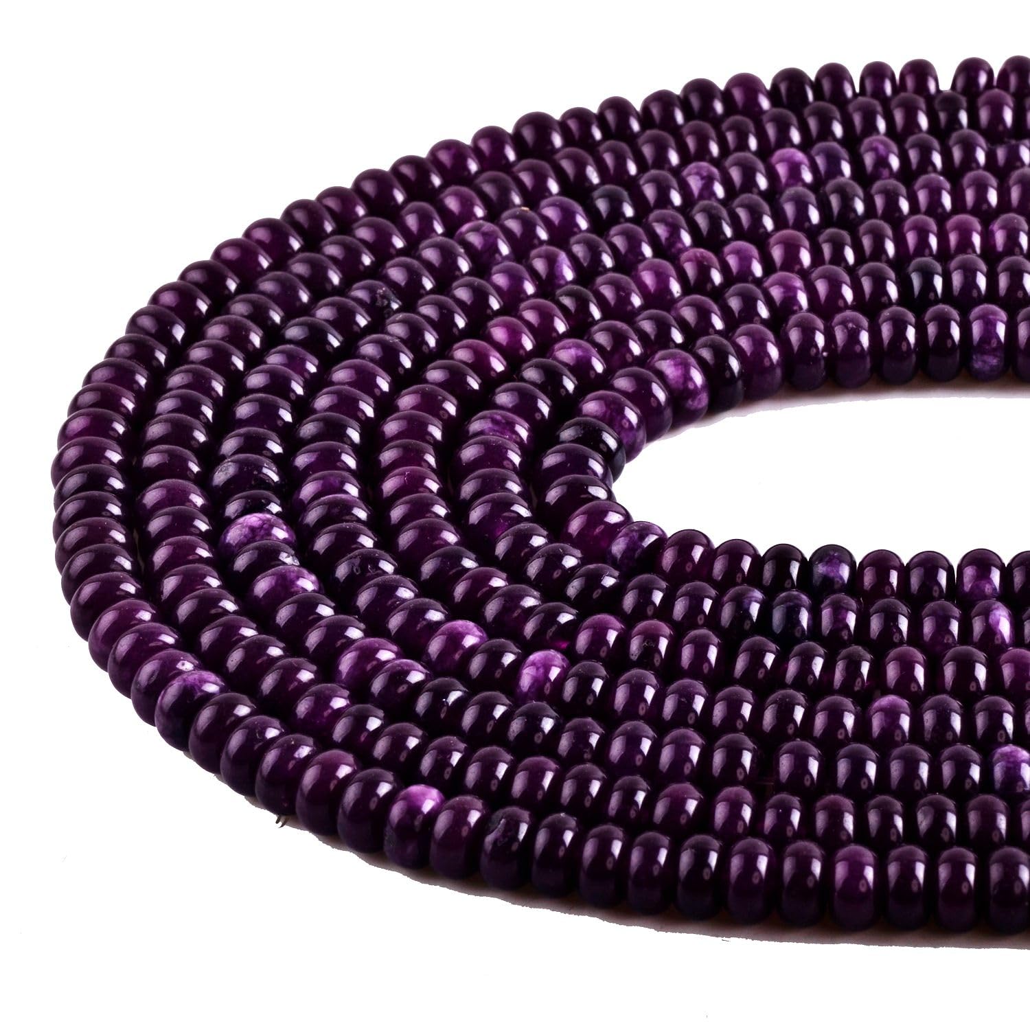 Rondelle Beads Natural Stone Beads for Jewelry Making 5x8mm 1 Strand 15.6inch Lentil Spacer Beads Rondelle Gemstone Beads Semi-Precious Stone Beads for Bracelet Necklace Crafts Amethyst Beads