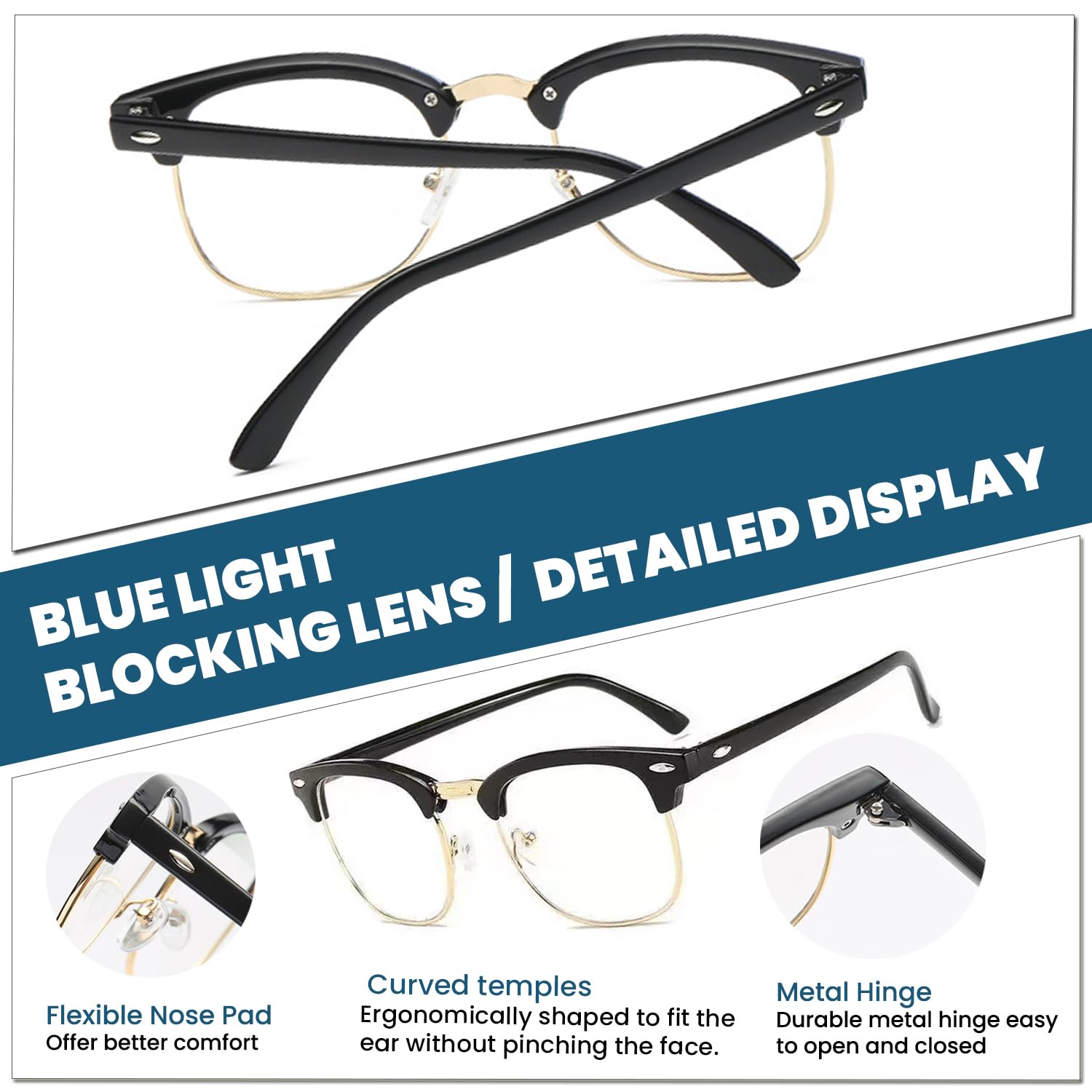 GYU Lunettes de lumière bleue - Bloque la lumière bleue - Pour jeux, lecture, télévision, ordinateur avec blocage de la lumière bleue