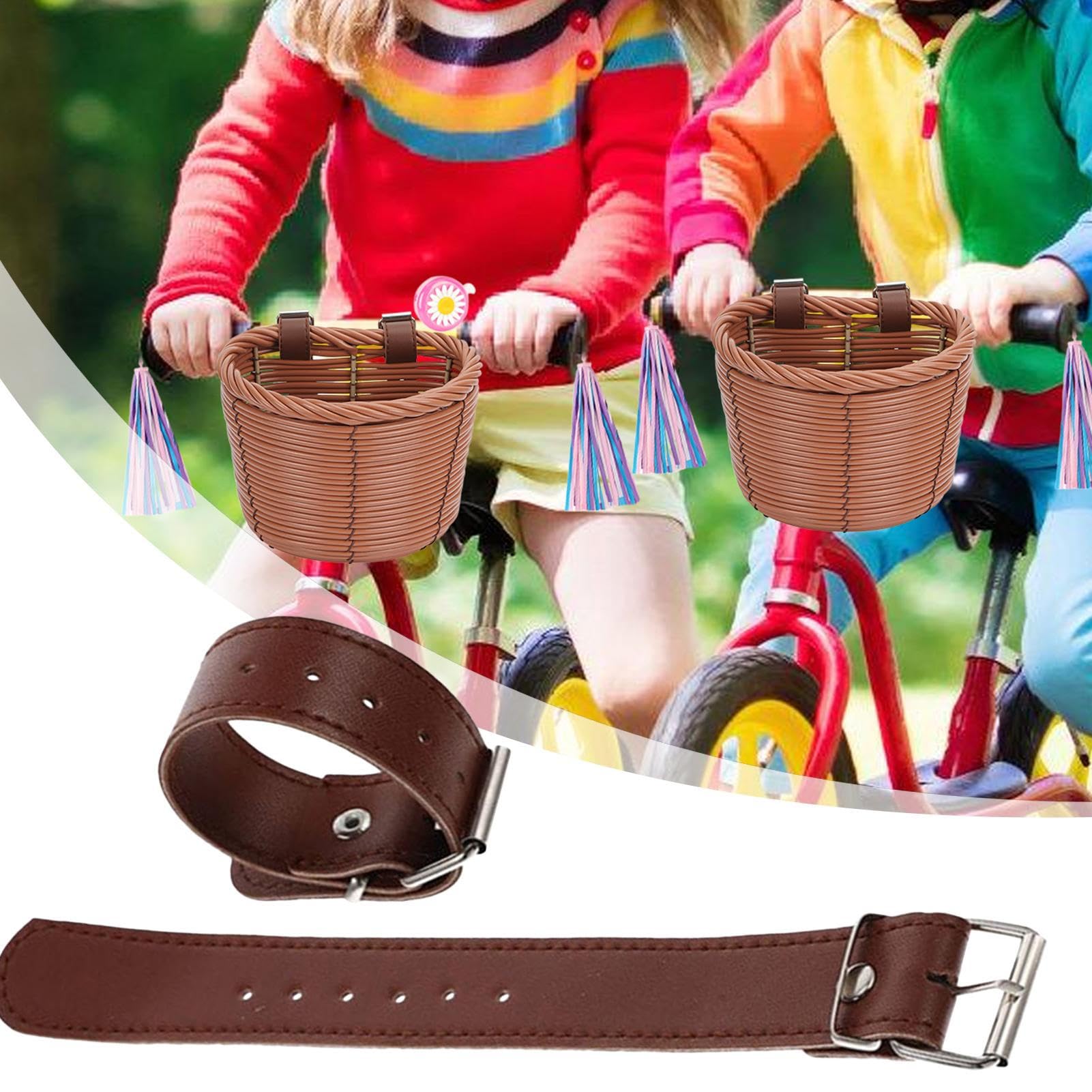 Cinghie per il Carico del Cestino della Bicicletta - Cinghie In Pelle Per Cestino Scooter Adulti E Bambini | Attrezzatura Regolabile di Supporto per la Guida in Cruiser Spiaggia per