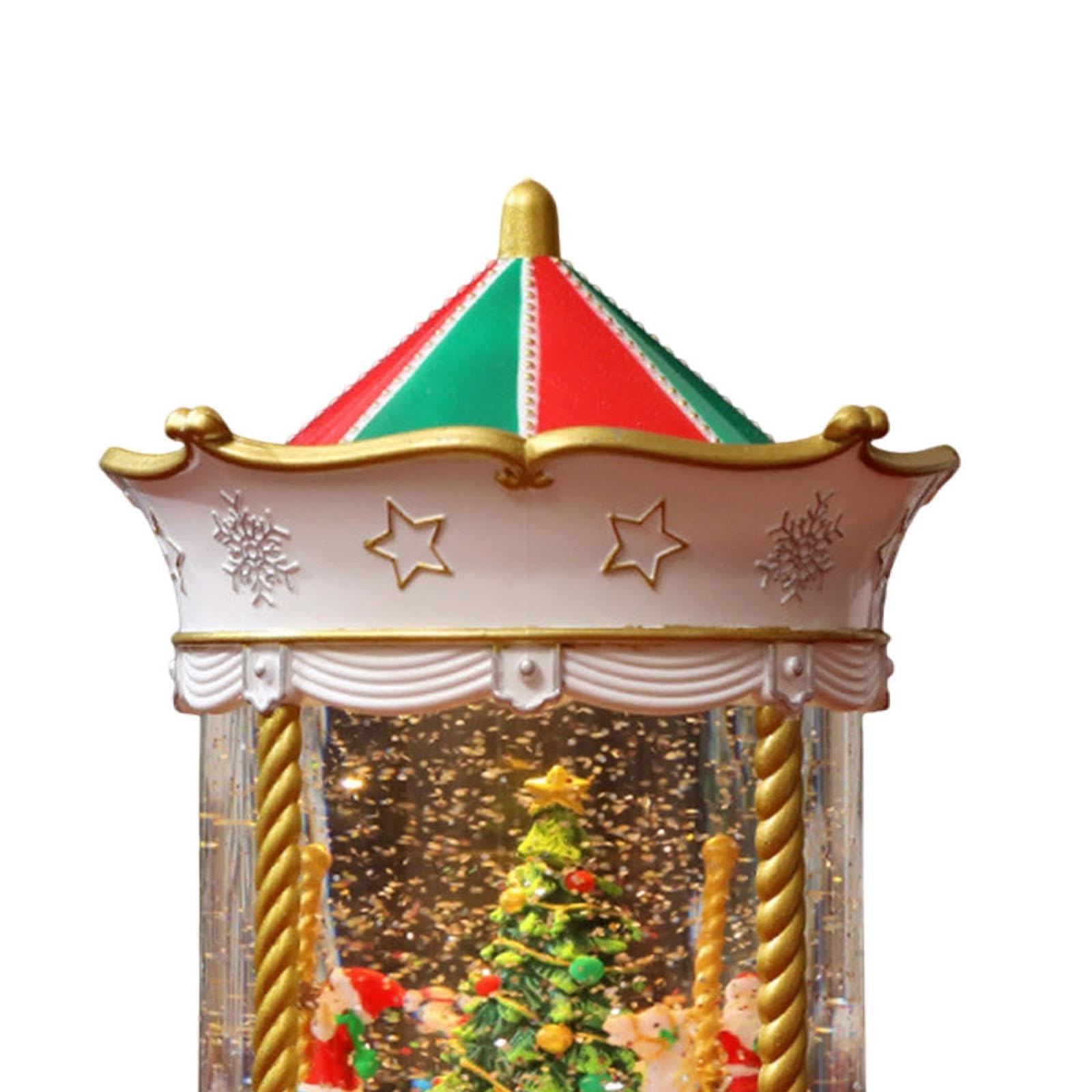 MERIGLARE Caja de Música Globo de Nieve Centro de Mesa Decoración Navideña Esfera de Cristal con Nieve Giratoria Y Alimentación USB Adecuado para Regalos, árbol Blanco, Individual