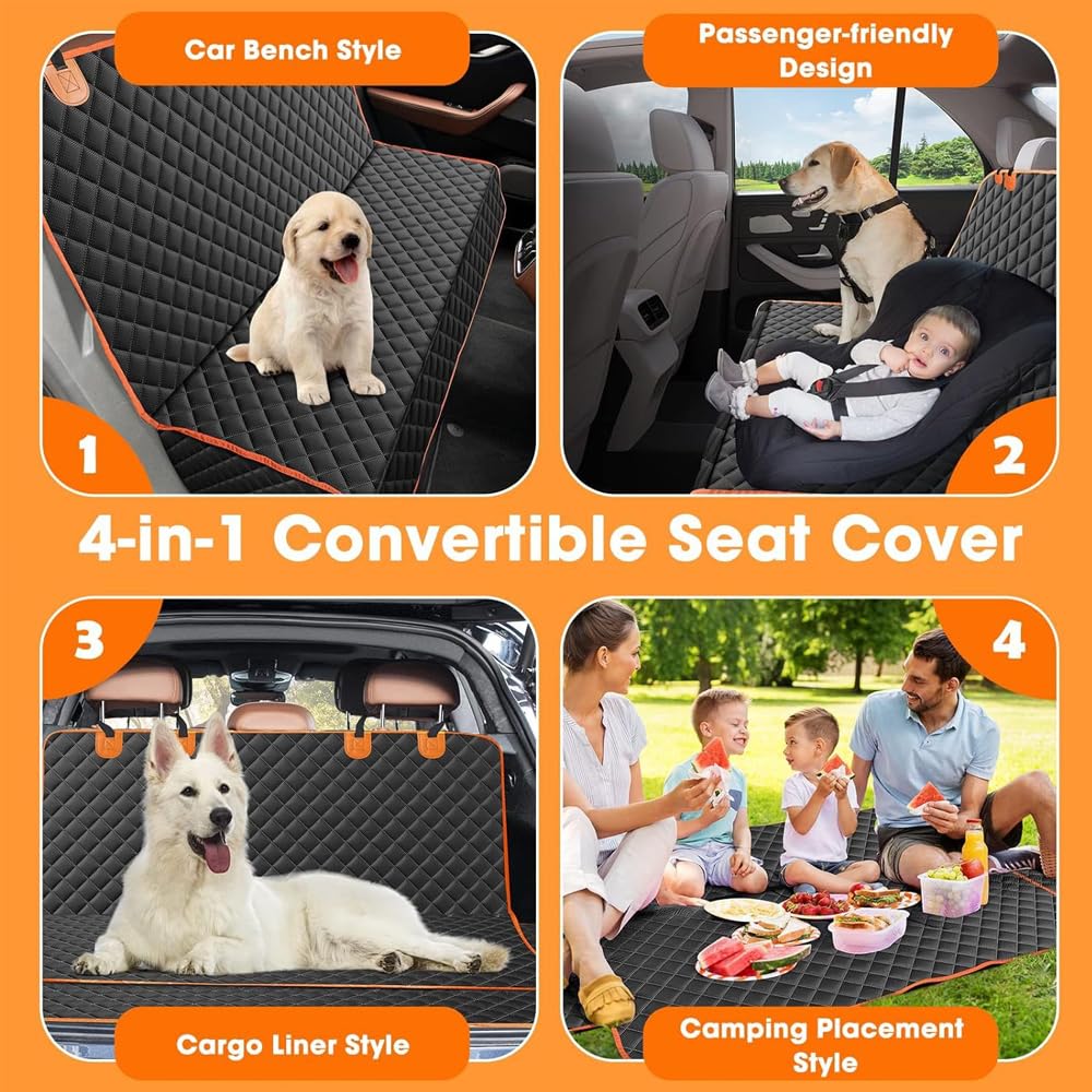 Funda Asiento Coche Perro para Hyundai Santa Fe 4 (IV) TM I 2018-2020, Funda de Asiento Trasero para Perros Infantiles Protector de Asiento Trasero Impermeable y Resistente,B
