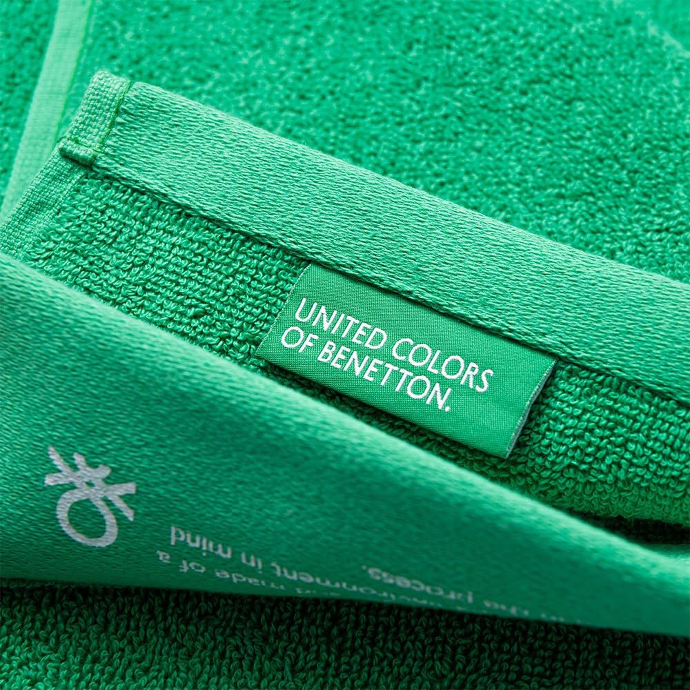 UNITED COLORS OF BENETTON. Set di 3 asciugamani 70 x 140 cm cotone biologico 450 gsm blu, rosa e verde