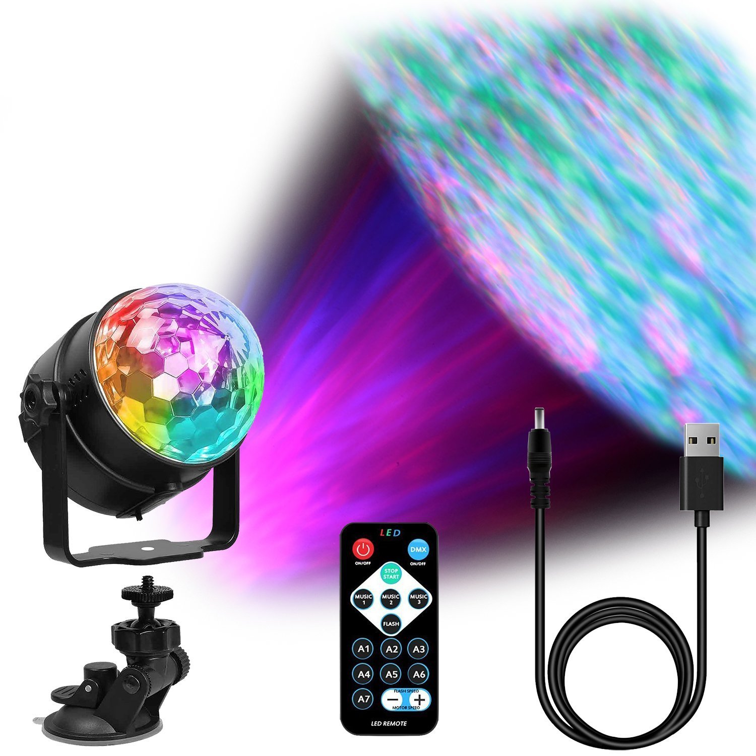 LED Disco Ball Party Lights,Benma LED DJ Strobe Light Sound Activated Disco Lamp Stage Lights Effect Dance Party Lights for Kids Home Outdoor Bar Bedroom Car Karaoke Christmas Birthday Party Gift