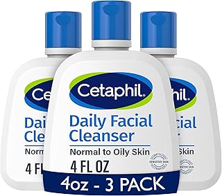 Cetaphil Face Wash, Daily Facial Cleanser for Sensitive, Combination to Oily Skin, 4 Oz 3 Pack, Gentle Foaming, Soap Free, Hypoallergenic