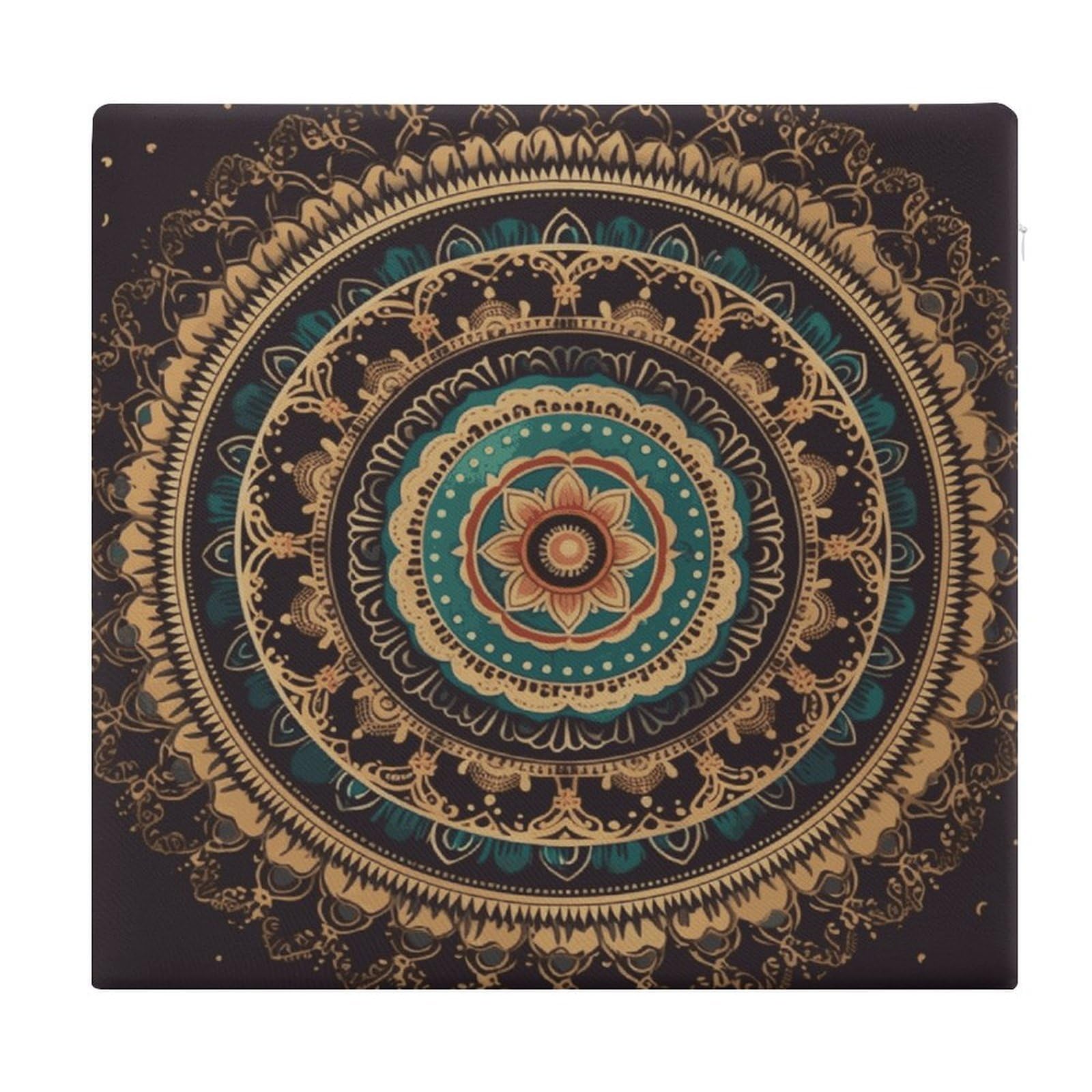 FekiLoot Mandala Seat Cushion for Dining Chairs Breathable Square Chair Pads Memory Foam Chair Cushions Comfortable Non-Slip Seat Pad Meditation Floor Pillow 13.8”x15”