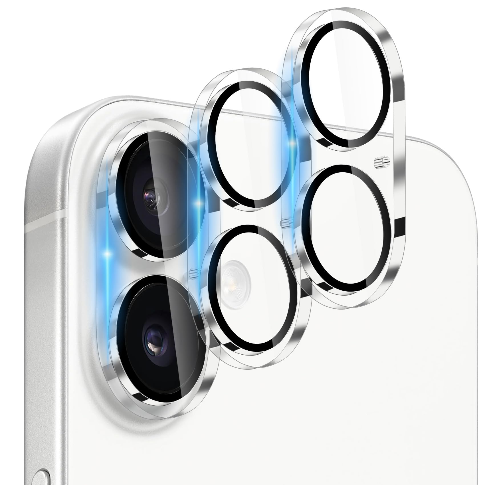 Dengduoduo 3-pak ochraniaczy obiektywu aparatu do iPhone'a 17, szkło hartowane, Ultra HD, twardość 9H, odporne na zarysowania, przyjazne dla etui, bez wpływu na zdjęcia nocne, przezroczyste