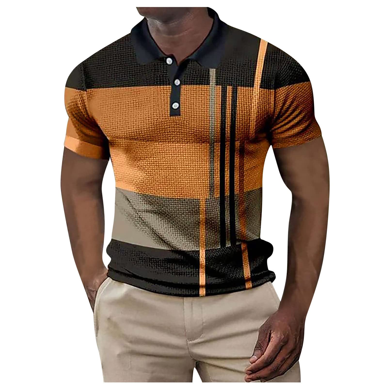 Men's Short Sleeve Polo Shirts Casual Golf Printed T-Shirts Summer Pullover Tennis T-Shirt Tops