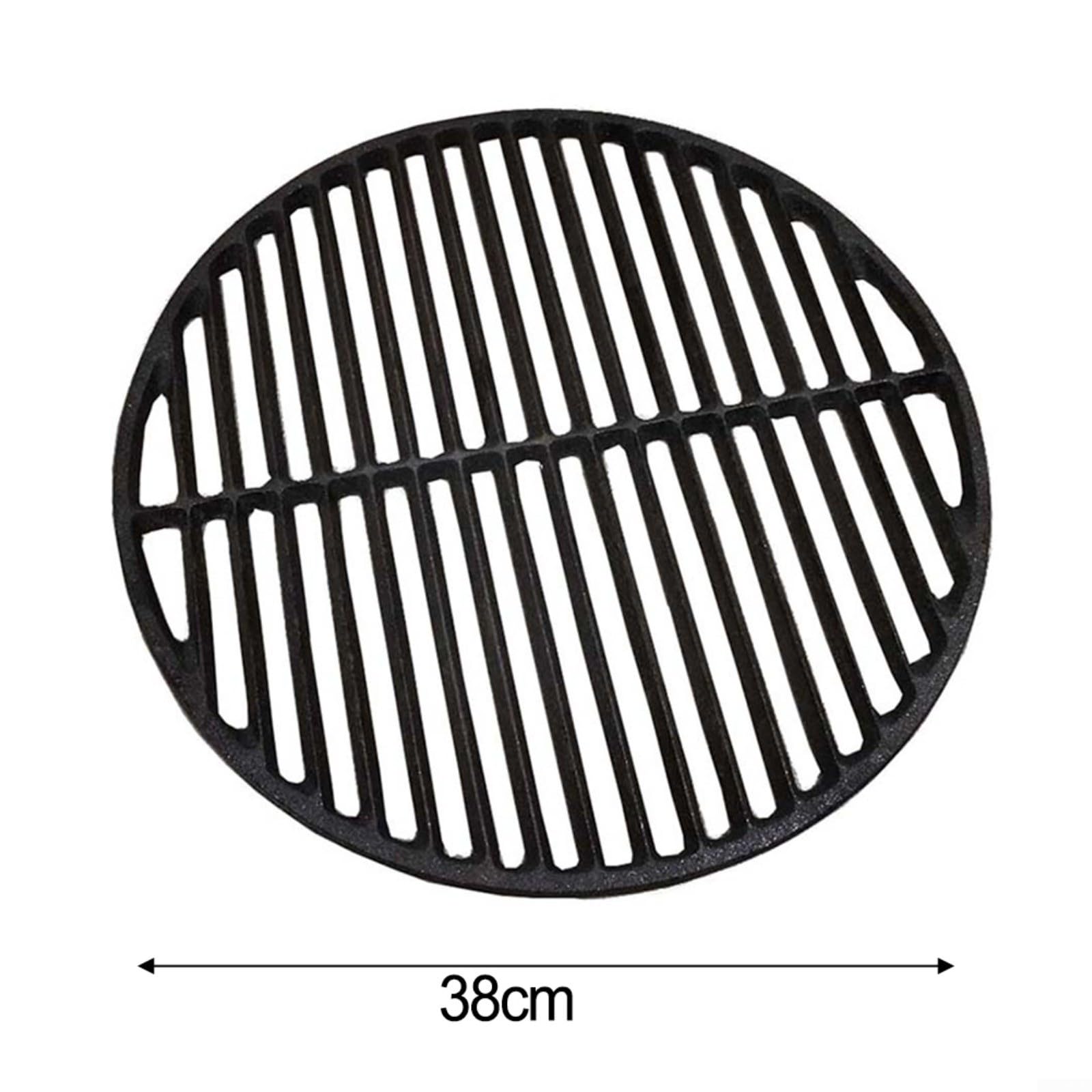 Gusseisen Grillrost Rund für Holzkohlegrills und Gasgrills, Kochen und Braten Freien, kompatibel mit verschiedenen Modellen, Grillpfanne Runder Tafelrost Kohlerost Ascherost Kaminrost(38cm Gitter)