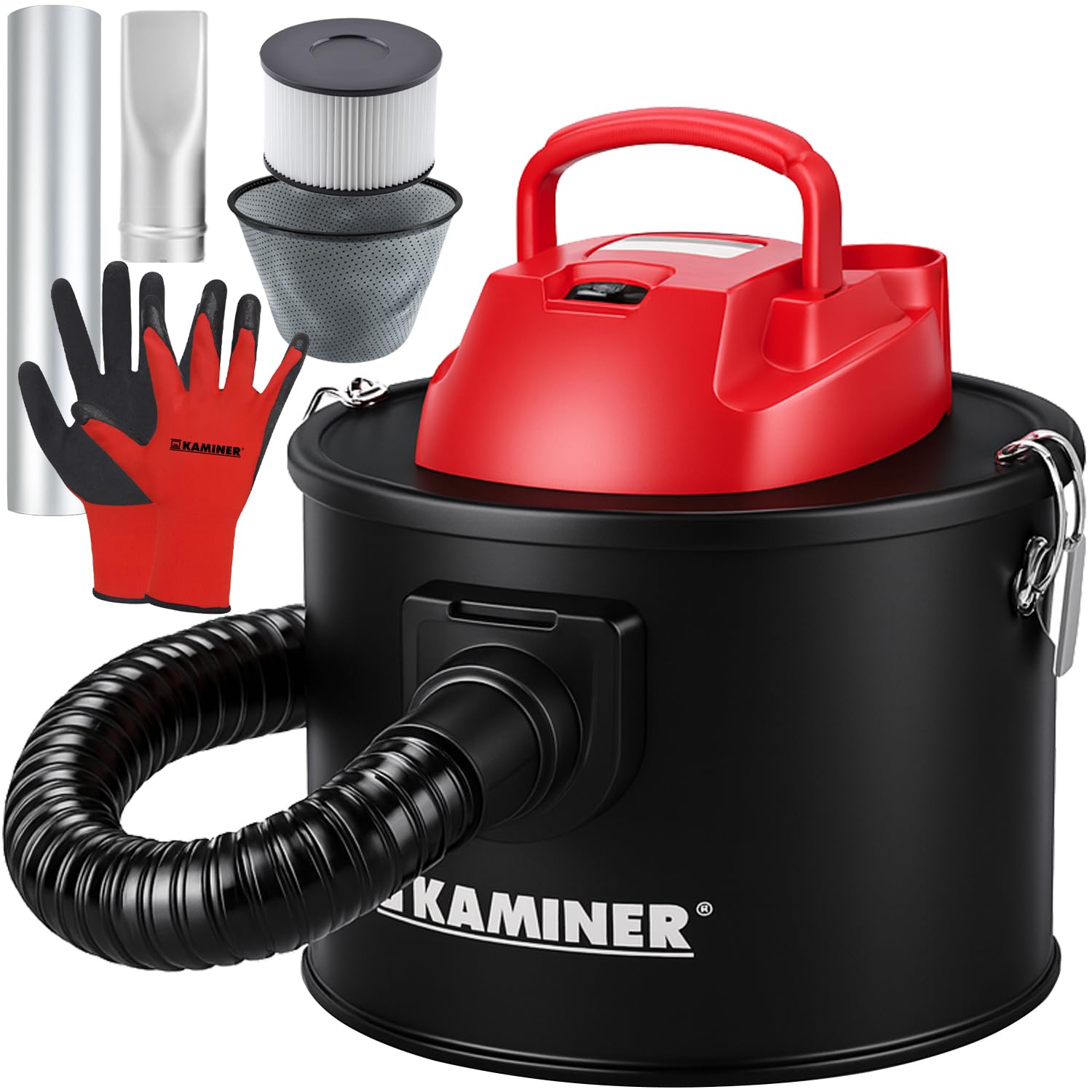 Aspirateur à Cendres Industriel 10 L sans Sac – 16 kPa & 30 L/s, cuve INOX, Tuyau renforcé métal, Double Filtration HEPA + préfiltre, 2-en-1 Aspiration/soufflage – pour cheminées, poêles à granulés
